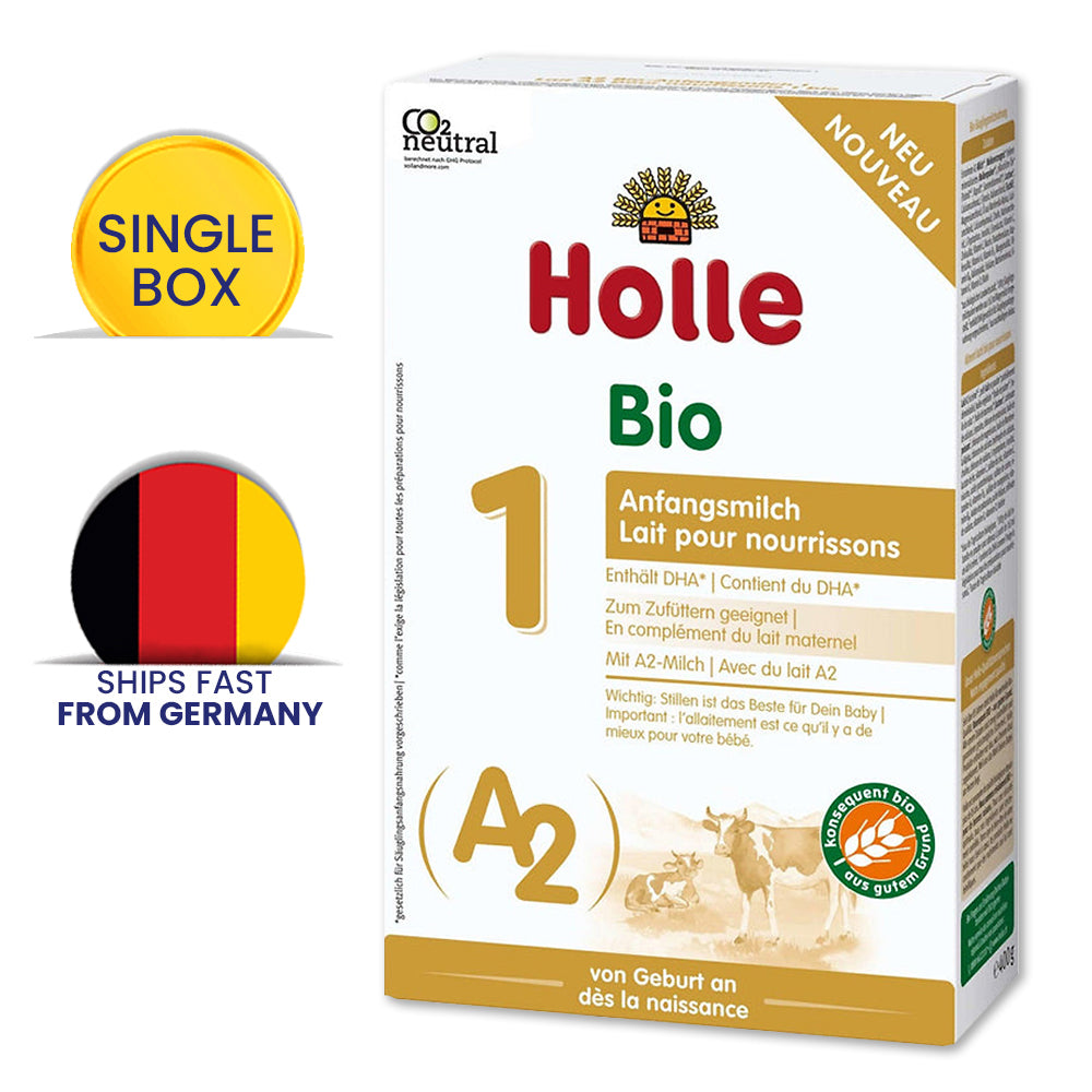 Holle Cow Stage 1 Formula + DHA 400g Bottles & Burps